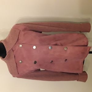 E studio purple faux suede coat M